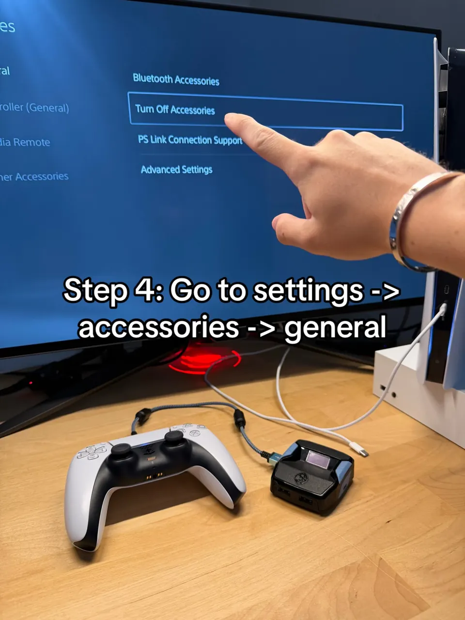 PS5 Accessories › General menu with Turn Off Accessories highlighted